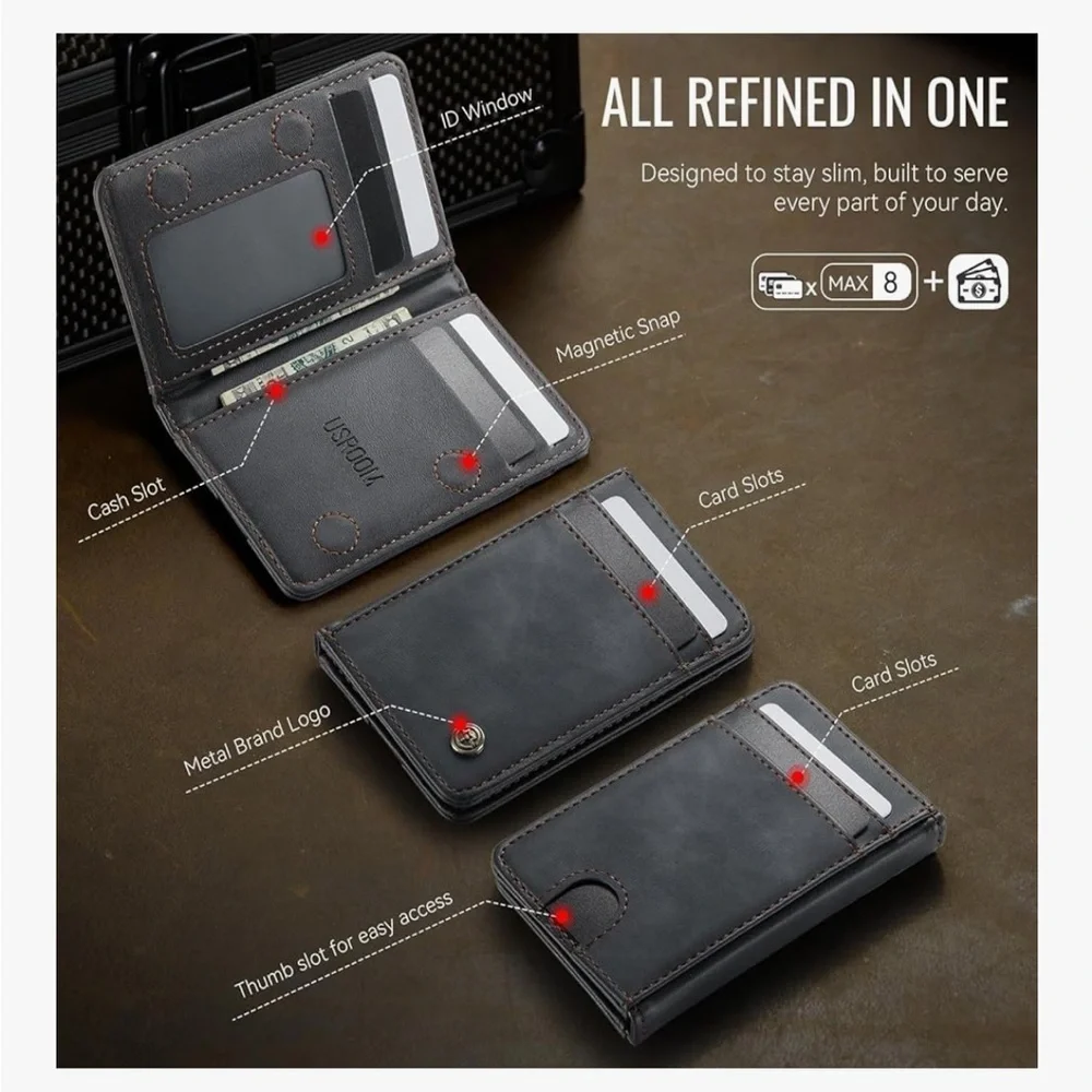 Wallet unisex RFID Blocking Card Holders And Money Slots Retro Black/347-Lb2